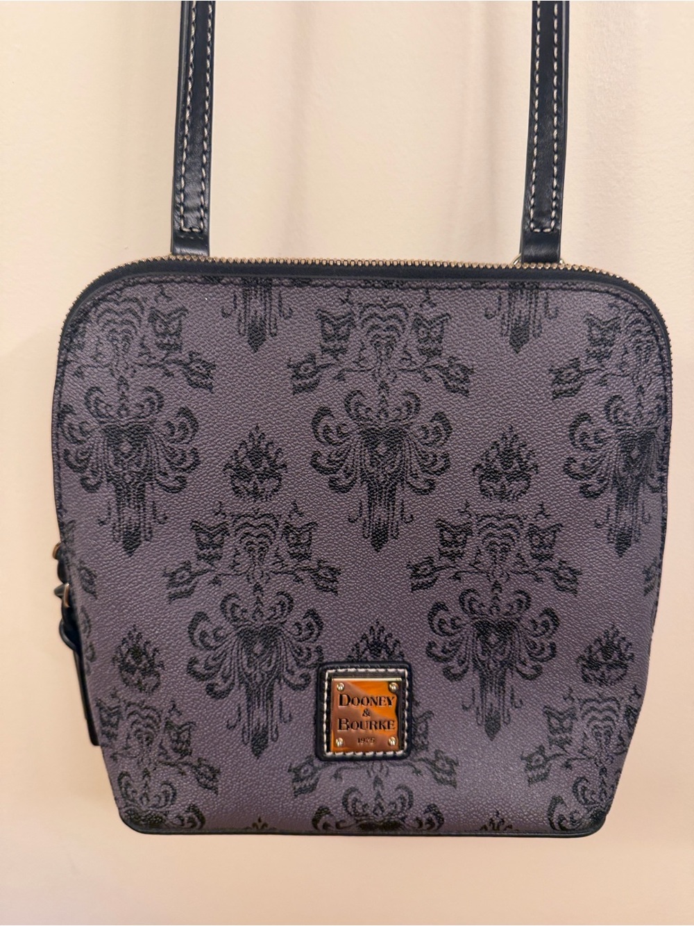 Disney Dooney & Bourke Haunted Mansion Wallpaper Crossbody Bag Gray Purple